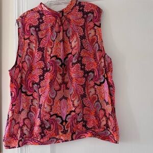 Vintage Talbots Pure Silk Orange Paisley Sleeveless Top